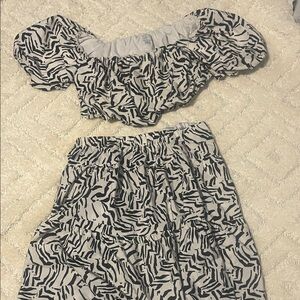 Black and White Patterned Two-Piece Set Zebra style